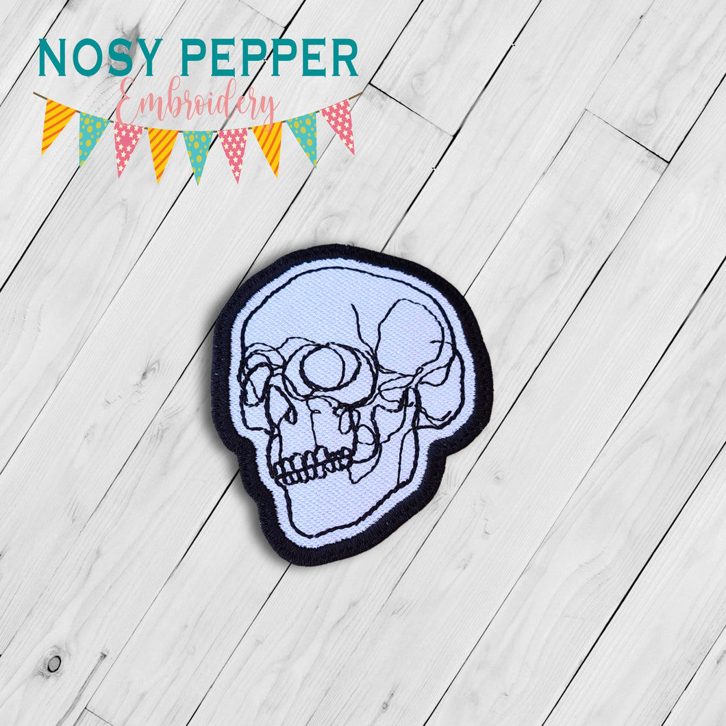 Skull Line patch machine embroidery design (2 sizes included) DIGITAL DOWNLOAD