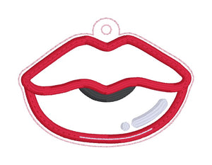 Lips shaker applique snap tab and eyelet fob machine embroidery file (single and multi files included) DIGITAL DOWNLOAD