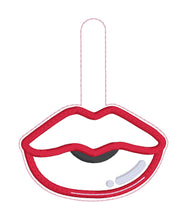 Load image into Gallery viewer, Lips shaker applique snap tab and eyelet fob machine embroidery file (single and multi files included) DIGITAL DOWNLOAD