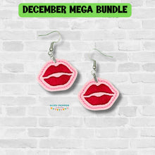Load image into Gallery viewer, Lip ITH earrings machine embroidery design DIGITAL DOWNLOAD