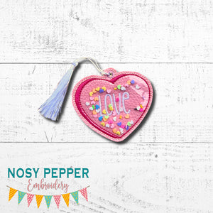 Love Heart shaker bookmark/ornament/bag tag machine embroidery design DIGITAL DOWNLOAD