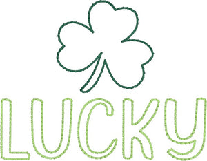 Lucky raw edge machine embroidery design (5 sizes included) DIGITAL DOWNLOAD