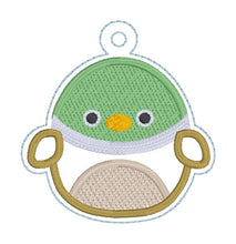 Load image into Gallery viewer, Mallard Squishy snap tab and eyelet fob machine embroidery file (single and multi files included) DIGITAL DOWNLOAD