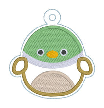 Load image into Gallery viewer, Mallard Squishy snap tab and eyelet fob machine embroidery file (single and multi files included) DIGITAL DOWNLOAD