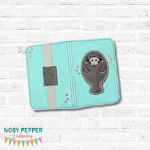 Load image into Gallery viewer, Manatee applique notebook cover 2 sizes available machine embroidery design DIGITAL DOWNLOAD