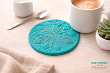 Load image into Gallery viewer, Mandala envelope style mug rug machine embroidery design (5 sizes included) DIGITAL DOWNLOAD