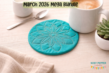 Load image into Gallery viewer, Mandala envelope style mug rug machine embroidery design (5 sizes included) DIGITAL DOWNLOAD