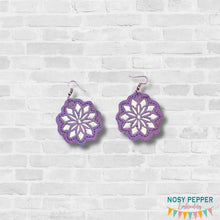 Load image into Gallery viewer, Mandala ITH earrings machine embroidery design DIGITAL DOWNLOAD