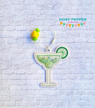 Load image into Gallery viewer, Margarita shaker bookmark/bag tag/ornament machine embroidery file DIGITAL DOWNLOAD
