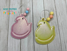 Load image into Gallery viewer, Marshmallow Chick puff bookmark/ornament/bag tag machine embroidery design DIGITAL DOWNLOAD