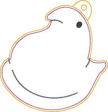 Load image into Gallery viewer, Marshmallow Chick puff bookmark/ornament/bag tag machine embroidery design DIGITAL DOWNLOAD