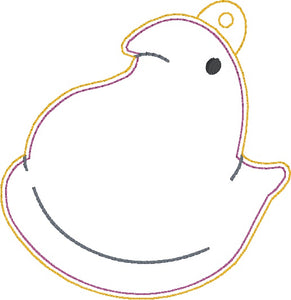 Marshmallow Chick puff bookmark/ornament/bag tag machine embroidery design DIGITAL DOWNLOAD