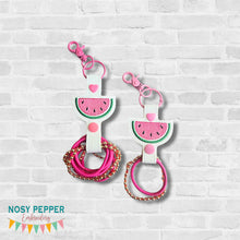 Load image into Gallery viewer, Watermelon hair tie holder (2 sizes included) machine embroidery design DIGITAL DOWNLOAD