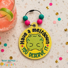 Load image into Gallery viewer, Have A Meltdown bag tag machine embroidery design DIGITAL DOWNLOAD