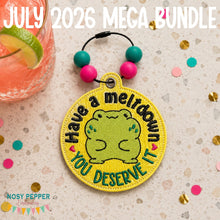 Load image into Gallery viewer, Have A Meltdown bag tag machine embroidery design DIGITAL DOWNLOAD