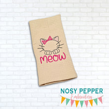 Load image into Gallery viewer, Meow Kitty Outline embroidery design (5 sizes included) DIGITAL DOWNLOAD
