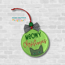 Load image into Gallery viewer, Meowy Christmas ornament/bag tag/bookmark machine embroidery design DIGITAL DOWNLOAD