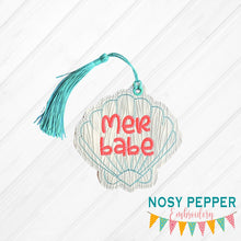 Load image into Gallery viewer, Mer-Babe bookmark/bag tag/ornament machine embroidery design DIGITAL DOWNLOAD