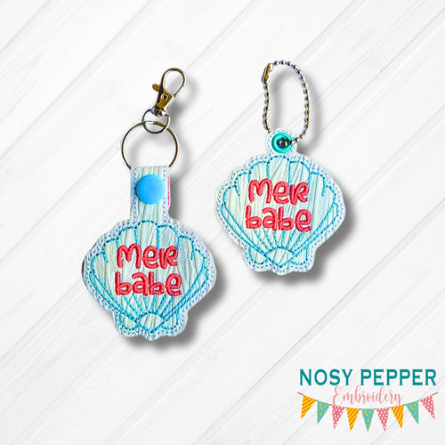 Mer-Babe eyelet fob and snap tab set (singles and multis included) machine embroidery design DIGITAL DOWNLOAD