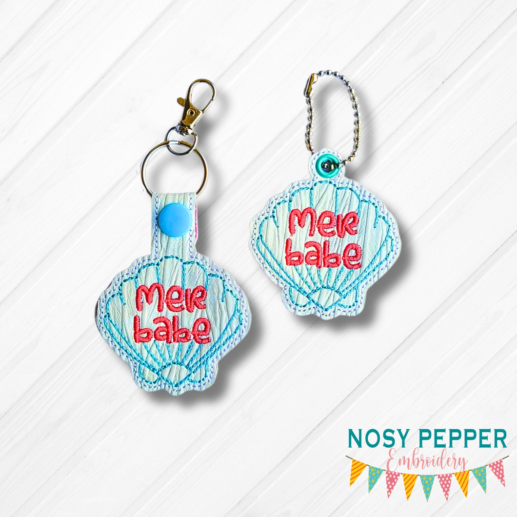 Mer-Babe eyelet fob and snap tab set (singles and multis included) machine embroidery design DIGITAL DOWNLOAD