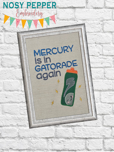 Mercury Is In applique machine embroidery design (4 sizes included) DIGITAL DOWNLOAD