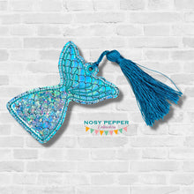 Load image into Gallery viewer, Mermaid shaker bookmark/bag tag/ornament machine embroidery file DIGITAL DOWNLOAD