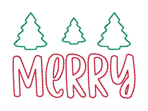 Merry raw edge applique machine embroidery design (6 sizes included) DIGITAL DOWNLOAD