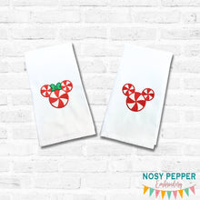 Load image into Gallery viewer, Peppermint Mouse applique set machine embroidery design (4 designs- Mugrug with 4 sizes, envelope and turned, and boy and girl designs with 5 sizes included)
