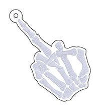 Load image into Gallery viewer, Middle Finger Skeleton bookmark machine embroidery file DIGITAL DOWNLOAD