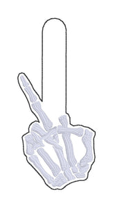 Middle Finger Skeleton snap tab and eyelet fob machine embroidery file (single and multi files included) DIGITAL DOWNLOAD