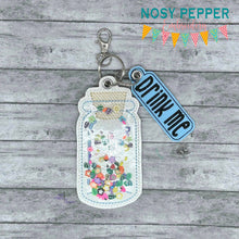 Load image into Gallery viewer, Mini Jar &amp; charm shaker bookmark/bag tag/ornament machine embroidery file DIGITAL DOWNLOAD