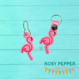Flamingo Minimalist Snap tab (Single and Multi included) machine embroidery design DIGITAL DOWNLOAD