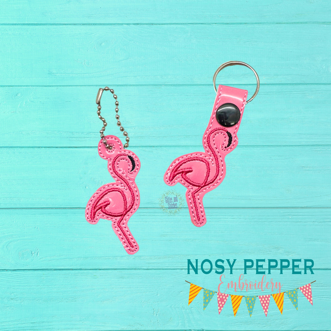Flamingo Minimalist Snap tab (Single and Multi included) machine embroidery design DIGITAL DOWNLOAD