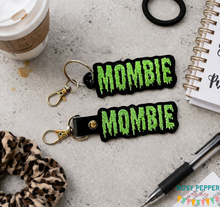Load image into Gallery viewer, Mombie snap tab and eyelet fob machine embroidery file (single and multi files included)  DIGITAL DOWNLOAD