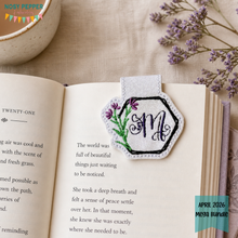 Load image into Gallery viewer, Monogram magnetic bookmark machine embroidery design DIGITAL DOWNLOAD