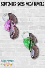 Load image into Gallery viewer, Monstera &amp; Shell ITH Eyeglass Holder (2 styles included) machine embroidery design DIGITAL DOWNLOAD