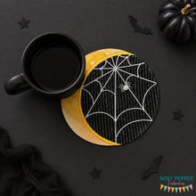 Load image into Gallery viewer, Moon Web applique envelope style Mug rug  machine embroidery design (5 sizes included) DIGITAL DOWNLOAD
