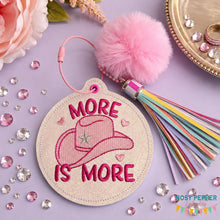 Load image into Gallery viewer, More Is More bag tag machine embroidery design DIGITAL DOWNLOAD