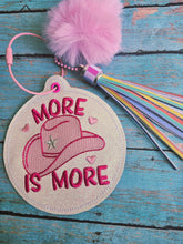 Load image into Gallery viewer, More Is More bag tag machine embroidery design DIGITAL DOWNLOAD