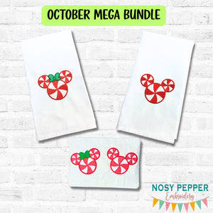 Peppermint Mouse applique set machine embroidery design (4 designs- Mugrug with 4 sizes, envelope and turned, and boy and girl designs with 5 sizes included)