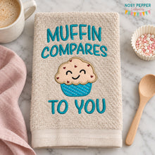 Load image into Gallery viewer, Muffin Compares applique machine embroidery design (4 sizes included) DIGITAL DOWNLOAD