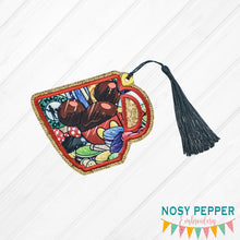 Load image into Gallery viewer, Mug Applique bookmark/bag tag/ornament 4x4 machine embroidery design DIGITAL DOWNLOAD