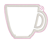 Load image into Gallery viewer, Mug Applique bookmark/bag tag/ornament 4x4 machine embroidery design DIGITAL DOWNLOAD