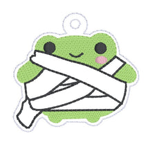 Load image into Gallery viewer, Mummy Frog snap tab and eyelet fob machine embroidery file (single and multi files included) DIGITAL DOWNLOAD