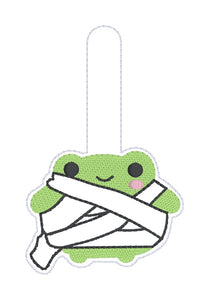 Mummy Frog snap tab and eyelet fob machine embroidery file (single and multi files included) DIGITAL DOWNLOAD