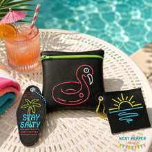 Load image into Gallery viewer, Retro Neon Summer Collection (ITH bag w 5 sizes, lotion case, and key fob included) machine embroidery design DIGITAL DOWNLOAD