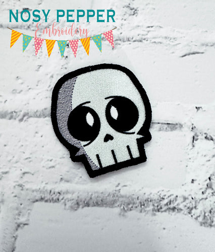 Nervous Skull patch (2 sizes included) machine embroidery design DIGITAL DOWNLOAD