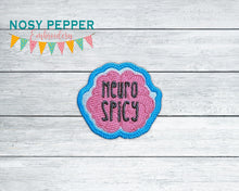 Load image into Gallery viewer, Neuro-Spicy patch machine embroidery design (2 sizes included) DIGITAL DOWNLOAD
