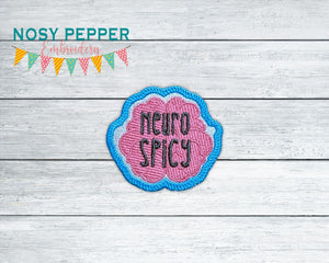 Neuro-Spicy patch machine embroidery design (2 sizes included) DIGITAL DOWNLOAD