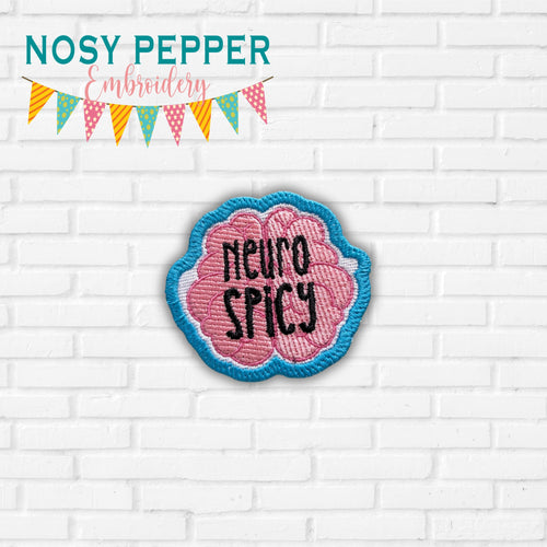 Neuro-Spicy patch machine embroidery design (2 sizes included) DIGITAL DOWNLOAD